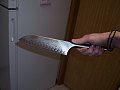 Our super sexy Calphalon 7" Santoku knife. Very sharp. 